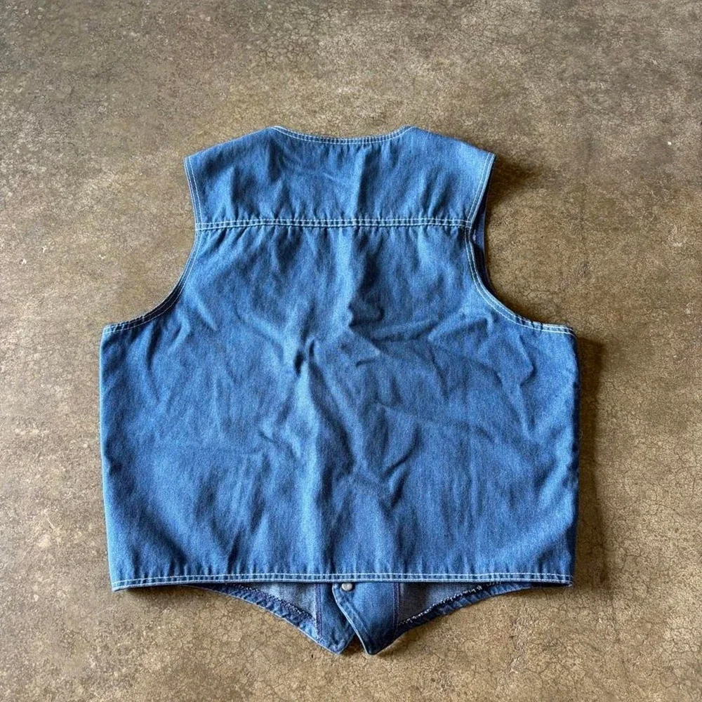 1970s denim levis style patchwork button vest